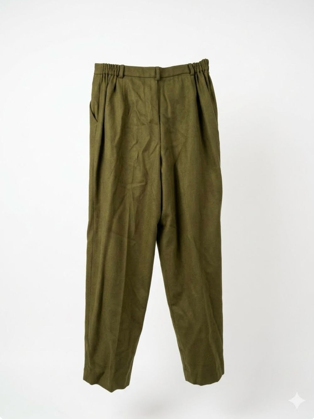 Pleated High-Rise Olive Green Trousers - Picture 5 of 5